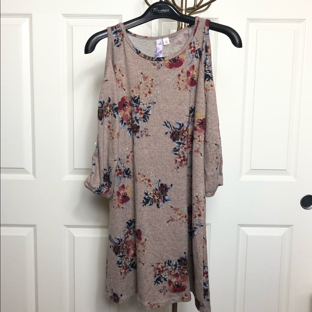 Cream Floral Sweater Dress